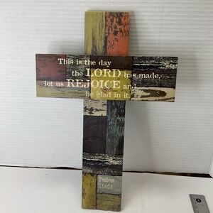 Ganz 14in Wooden Wall Collage Cross Christian Decor Faith Plaque Sculpture‎